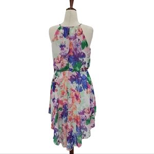 EUC Lily rose women's floral sleeveless high low midi dress, XL cute